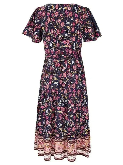 V Neck Floral Maxi Daydress - Maxi Dress - LeStyleParfait