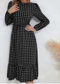 Women's Casual Midi Polka Dot Dress - Polka Dot Dress - LeStyleParfait