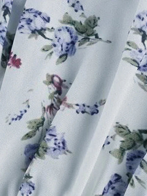 Women Romantic Floral Mini Puff Sleeve Dress - Floral Mini Dress - LeStyleParfait