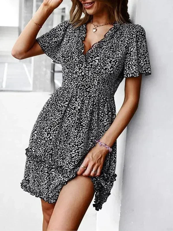 Floral Womens Mini Day Dress - Mini Dress - LeStyleParfait