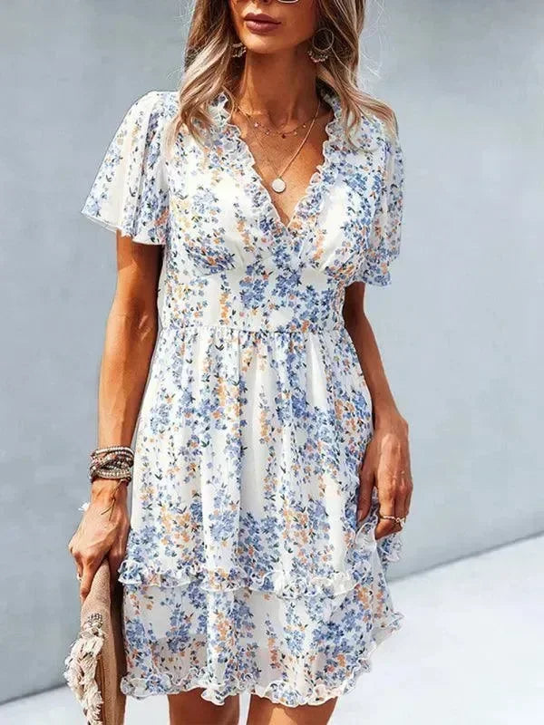 Floral Womens Mini Day Dress - Mini Dress - LeStyleParfait