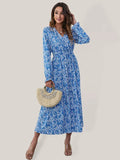 Romantic Floral Chiffon Wrap Midi Dress