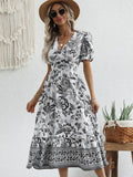 Romantic Floral Puff Sleeve Maxi Dress