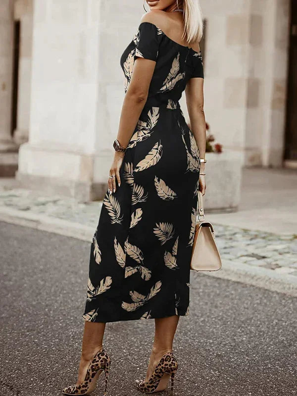 Romantic Pink Floral Chiffon Midi Dress