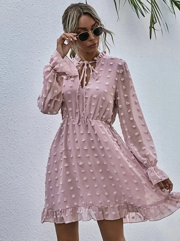 Romantic Pink Polka Dot Mini Dress