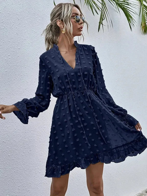 Romantic Pink Polka Dot Mini Dress