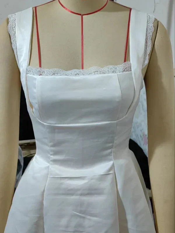 Romantic Satin Bow Skater Mini Dress