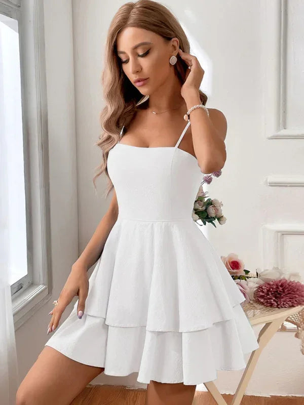 Romantic White Cotton Mini Dress