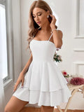 Romantic White Cotton Mini Dress