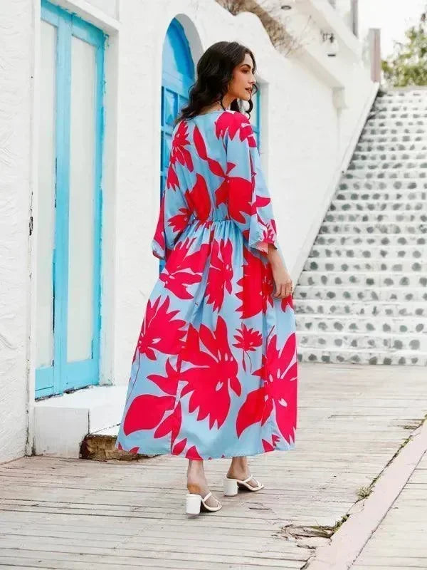 Romantic Yellow Floral Chiffon Maxi Dress