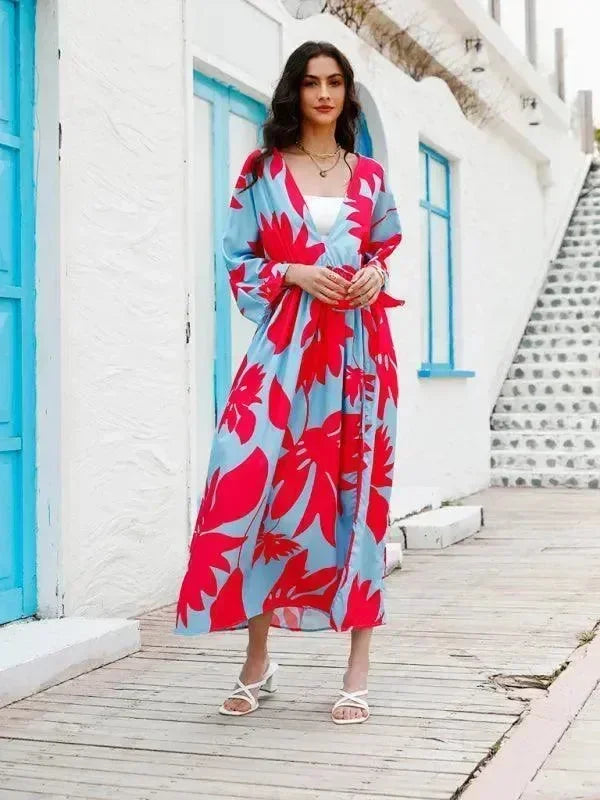 Romantic Yellow Floral Chiffon Maxi Dress
