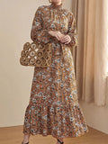 Romantic Yellow Floral Cotton Midi Dress