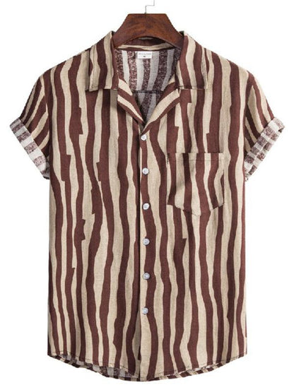 Safari Striped Short Sleeve Shirt - Shirt - LeStyleParfait Kenya