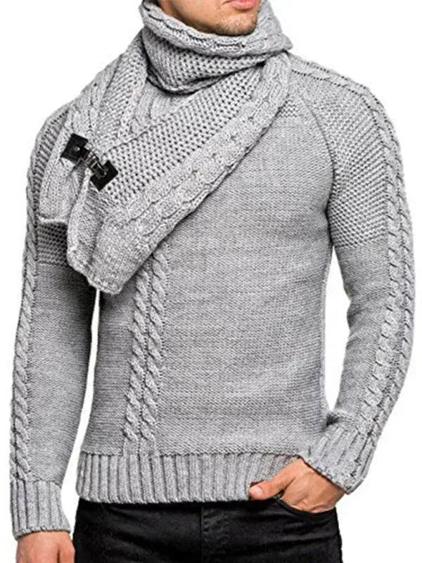 Scarf Twist Knitted Men Pullover Sweater - Pullover Sweater - LeStyleParfait