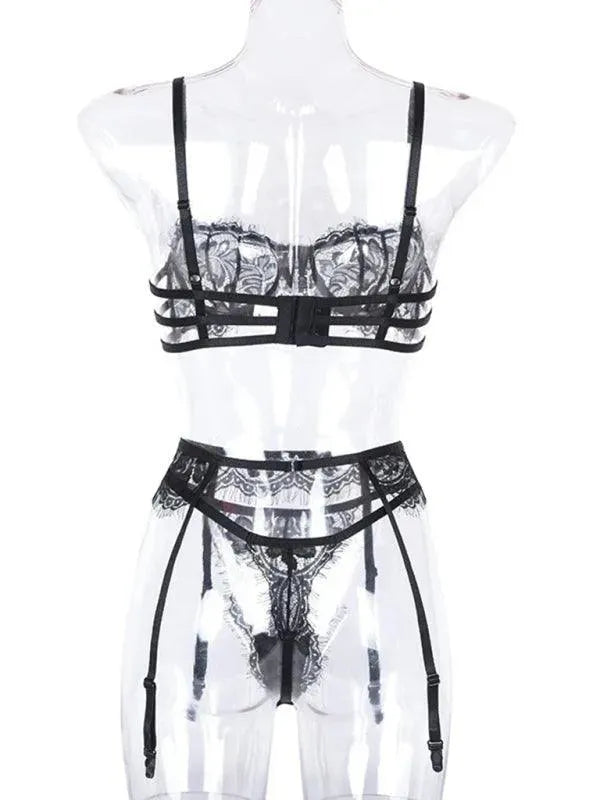 Sexy Hollow Suspender Lingerie Set - Lingerie Set - LeStyleParfait