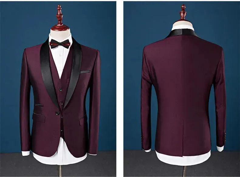 Shawl Collar Tuxedo 3 Piece Suit - Tuxedo Suit - LeStyleParfait