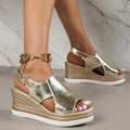 Shinny Wedge Sandal Shoes - Wedge Shoes - LeStyleParfait