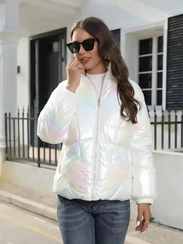 Shiny Hooded Women Parka Jacket - Winter Jacket - LeStyleParfait