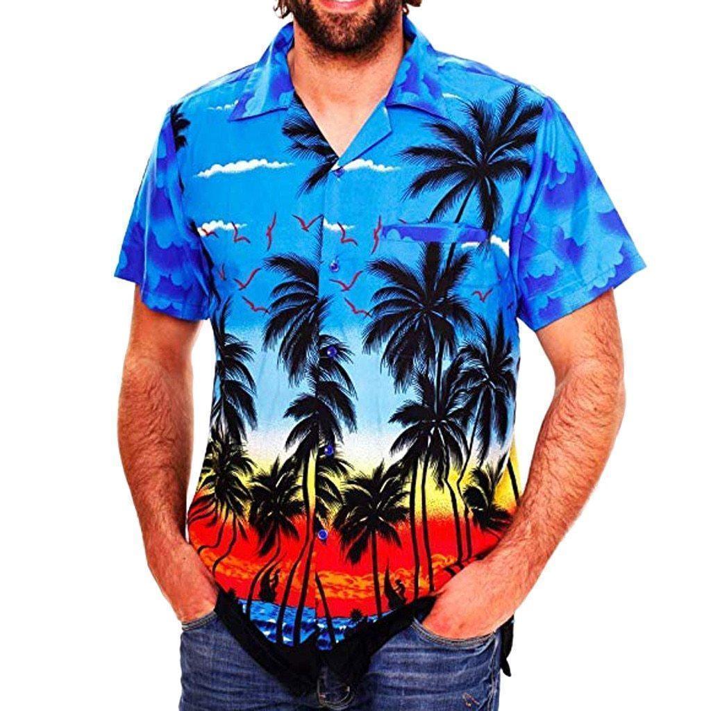 Shirt-Hawaiian Men's Shirt, Palm Tree Print - Shirt - LeStyleParfait Kenya