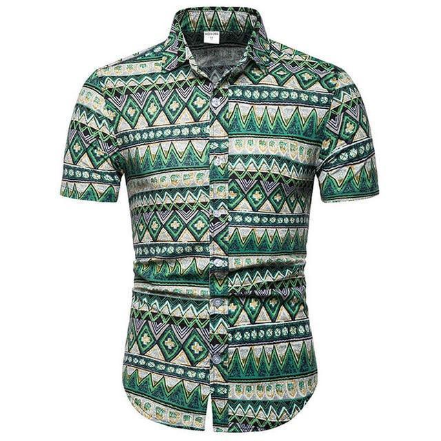 Shirt-Hawaiian Short Sleeves Shirt, Green - Shirt - LeStyleParfait Kenya