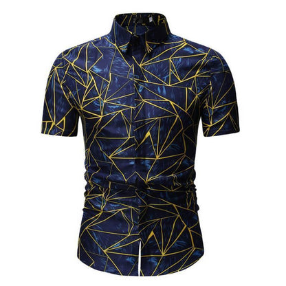 Shirt-Mens Casual Shirt, Geometric Summer Shirt - Shirt - LeStyleParfait Kenya