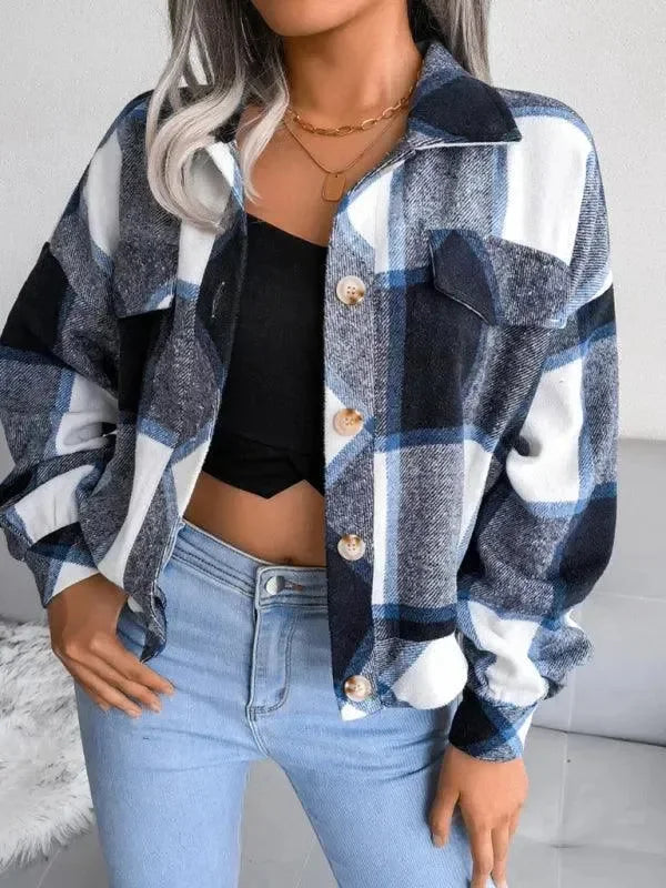 Short Plaid Loose Women’s Coat - Coat - LeStyleParfait