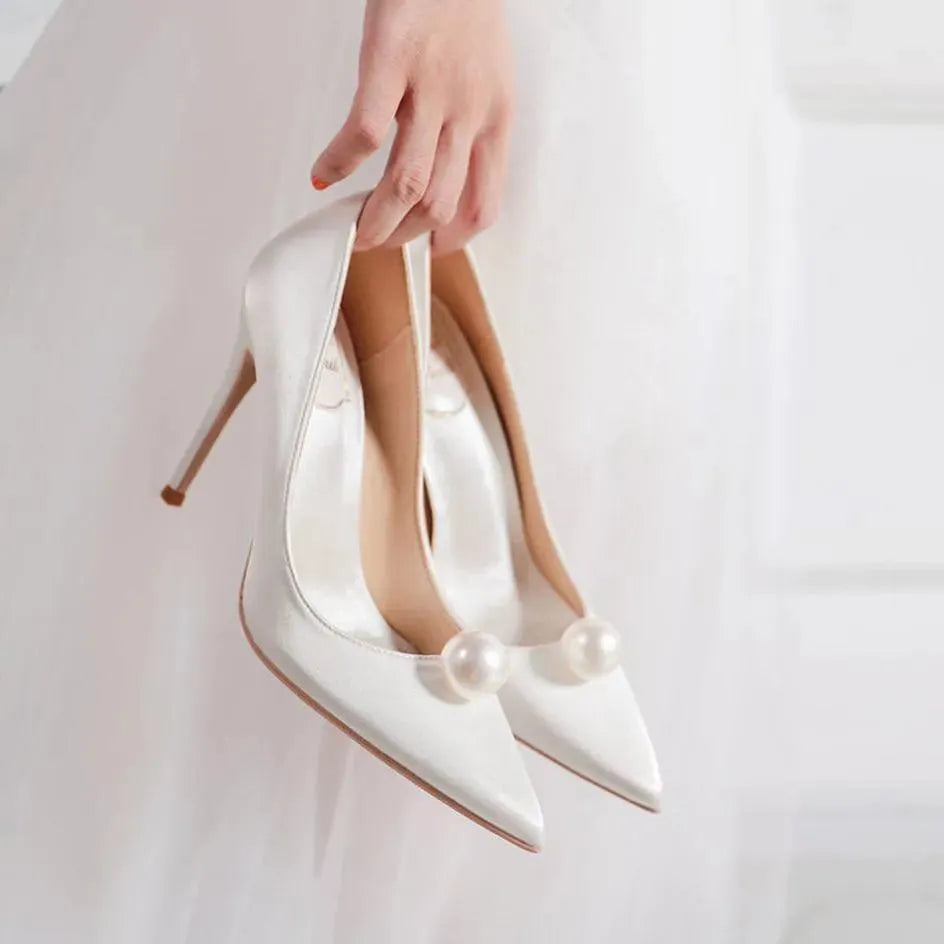 Silk Pearl Wedding Heels Pumps Shoes - Pumps Shoes - LeStyleParfait