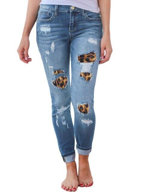 Skinny Denim Pencil Pants - Leopard Print - Pants - LeStyleParfait Kenya