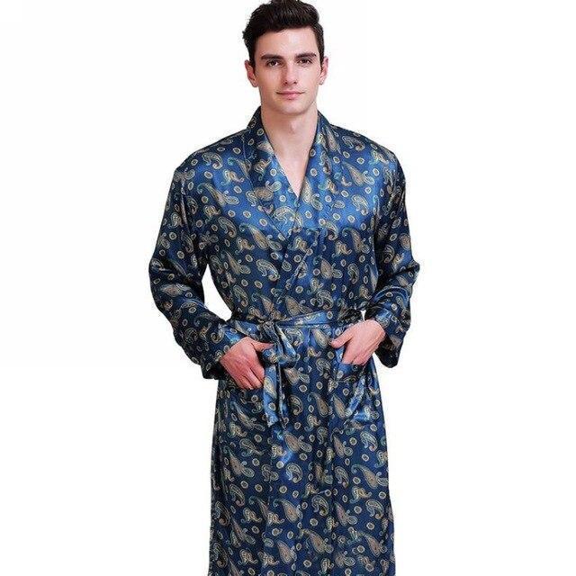 Sleepwear-Men's Paisley Silk Nightgown - Sleepwear - LeStyleParfait Kenya