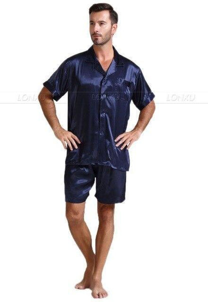 Sleepwear-Men's Shorts Silk Pajama - Sleepwear - LeStyleParfait Kenya
