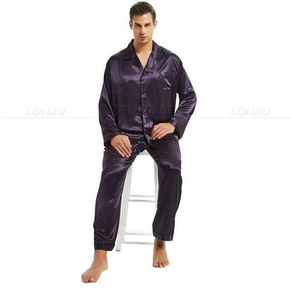 Sleepwear-Men's Silk Pajama Sets - Sleepwear - LeStyleParfait Kenya