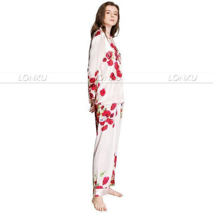 Sleepwear-Women's Floral Silk Pajama - Sleepwear - LeStyleParfait Kenya