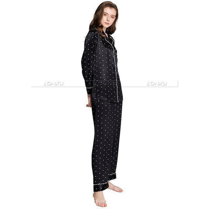 Sleepwear-Women's Silk Pajama, Dotted - Sleepwear - LeStyleParfait Kenya