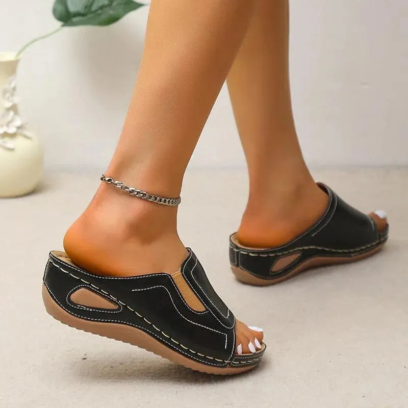 Slip-On Wedge Sandal Shoes - Wedge Shoes - LeStyleParfait