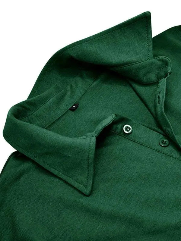 LeStyleParfait Men's T-Shirts Casual Polo Plain-Solid Long Sleeves-Polo Shirt