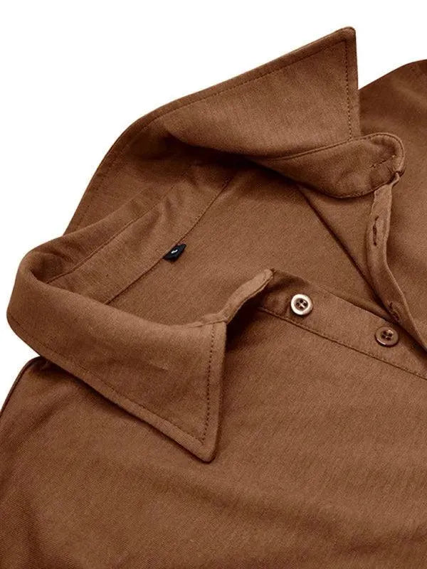 LeStyleParfait Men's T-Shirts Casual Polo Plain-Solid Long Sleeves-Polo Shirt