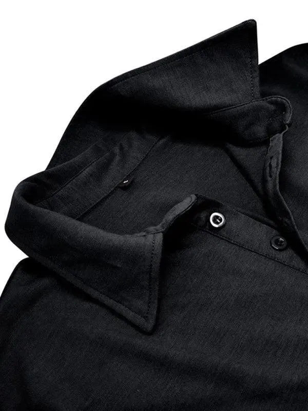 LeStyleParfait Men's T-Shirts Casual Polo Plain-Solid Long Sleeves-Polo Shirt