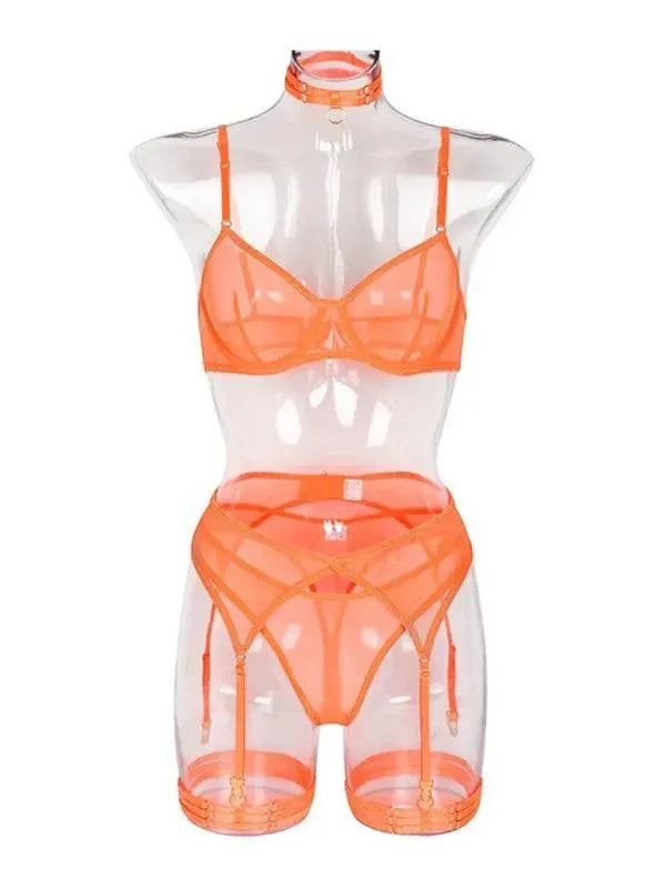 Solid Mesh Ladies Lingerie Set - Lingerie Set - LeStyleParfait