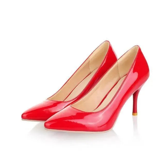 Solid Patent Leather Heeled Pumps Shoes - Pumps Shoes - LeStyleParfait