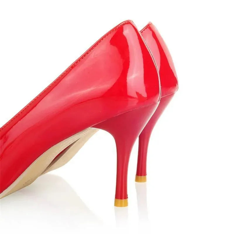 Solid Patent Leather Heeled Pumps Shoes - Pumps Shoes - LeStyleParfait