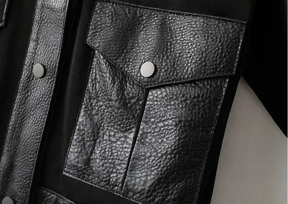 Spliced Leather Jacket For Women - Leather Jacket - LeStyleParfait