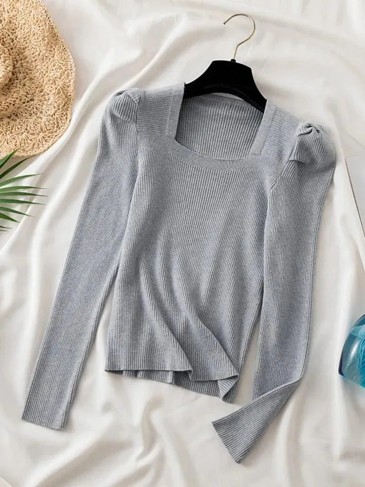 Square Collared Women Knitwear Sweaters - Pullover Sweater - LeStyleParfait