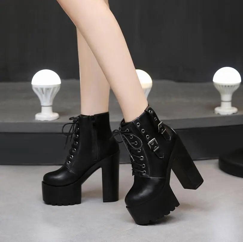 Square High Heels Women Ankle Boots - Ankle Boots - LeStyleParfait Kenya