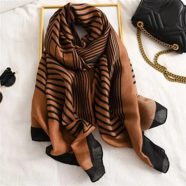 LeStyleParfait Women's Scarves & Shawls Stylish Wrap Scarf Printed Silk Satin -Scarf