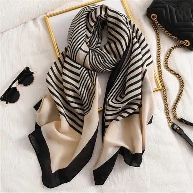 LeStyleParfait Women's Scarves & Shawls Stylish Wrap Scarf Printed Silk Satin -Scarf