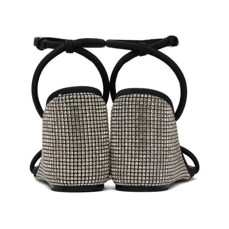 Strap Wedge Sandals - Rhinestones - Wedge Shoes - LeStyleParfait