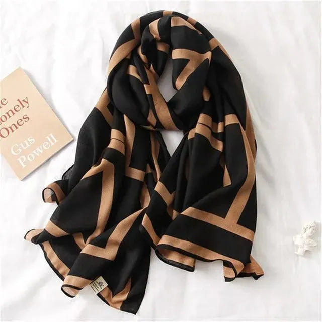 LeStyleParfait Women's Scarves & Shawls Stylish Wrap Scarf Striped-Pinstriped Cotton -Scarf