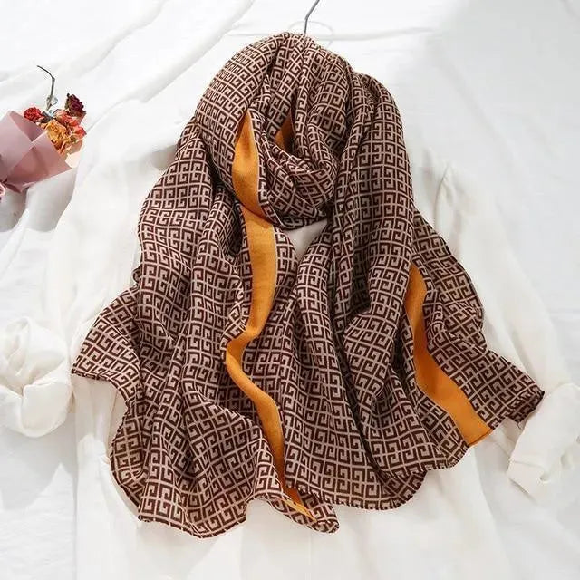 LeStyleParfait Women's Scarves & Shawls Stylish Wrap Scarf Striped-Pinstriped Cotton -Scarf