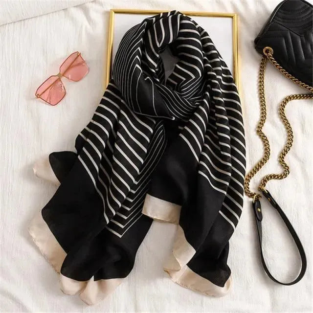 LeStyleParfait Women's Scarves & Shawls Stylish Wrap Scarf Striped-Pinstriped Cotton -Scarf