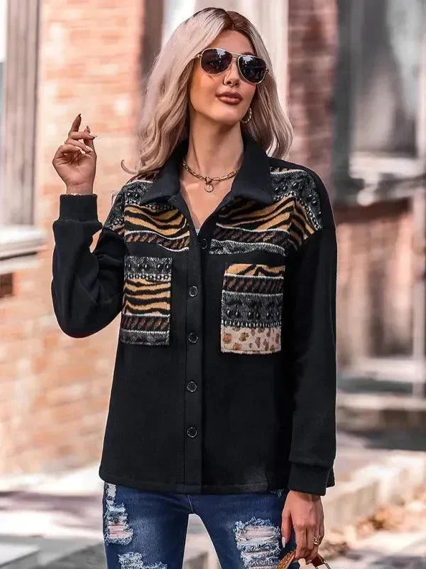 Stylish Patchwork V-Neck Women Coat - Coat - LeStyleParfait